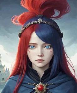 Blue And Red Girl Diamond Painting