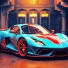 Blue And Red Lamborghini Diamond Painting