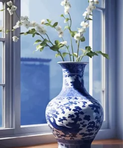 Blue And White Flower Vase Diamond Painting