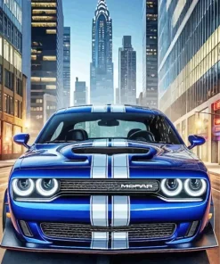 Blue And White Mustang Diamond Painting