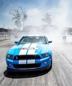 Blue And White Mustang Car Diamond Painting