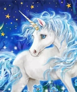 Blue And White Unicorn Diamond Painting