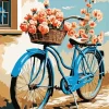 Blue Bike And Flowers Diamond Painting