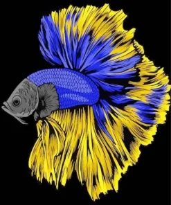 Blue Black And Yellow Fish Diamond Painting