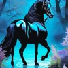 Blue Black Horse Diamond Painting
