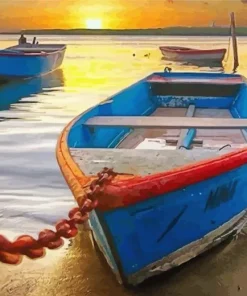 Blue Boats Diamond Painting