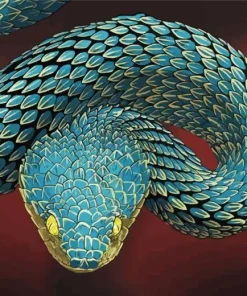 Blue Bush Viper Snake Diamond Painting