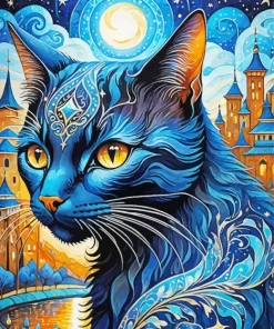 Blue Cat Art Diamond Painting