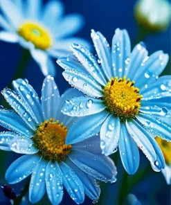 Blue Chamomile Flowers Diamond Painting