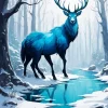 Blue Deer Diamond Painting
