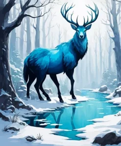 Blue Deer Diamond Painting