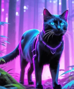 Blue Eyed Black Cat Diamond Painting