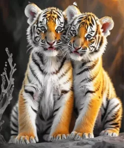 Blue Eyed Tigers Diamond Painting
