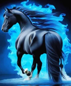 Blue Fire Horse Diamond Painting