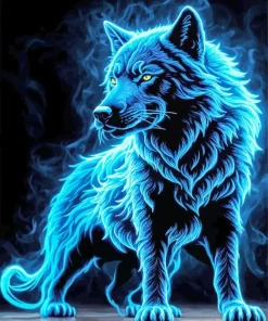 Blue Flame Wolf Diamond Painting