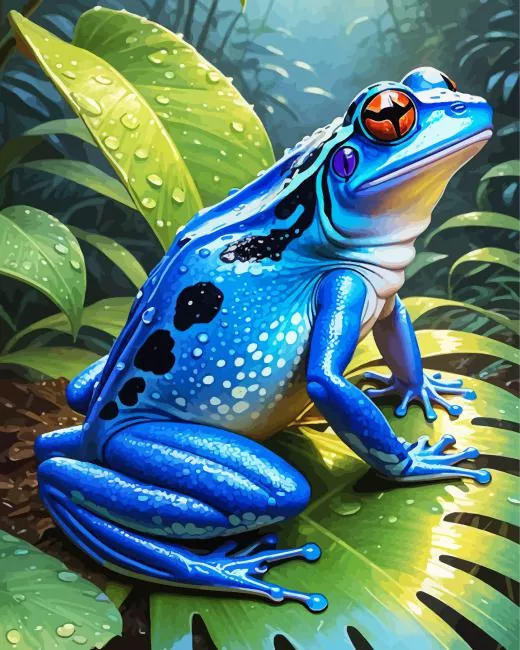 blue frog on leaf Diamond Paintings Blue Frog On Leaf Diamond Painting