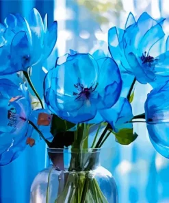 Blue Glass Flowers Diamond Painting