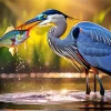 Blue Heron Eating Diamond Painting