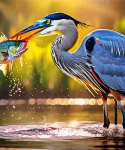 Blue Heron Eating Diamond Painting