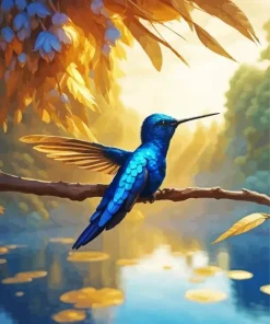 Blue Hummingbird Diamond Painting