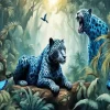 Blue Jaguar In Jungle Diamond Painting