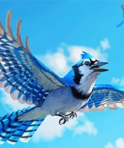 Blue Jay Bird Flying Diamond Painting