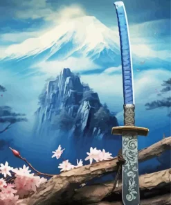 Blue Katana Diamond Painting