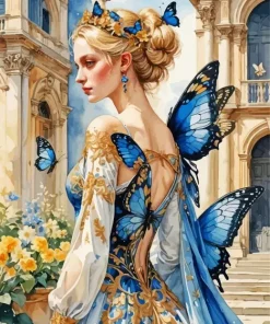 Blue Lady Butterfly Diamond Painting