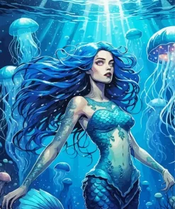 Blue Mermaid Underwater Diamond Painting