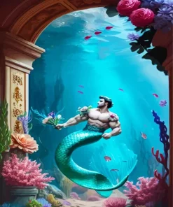 Blue Merman Diamond Painting
