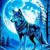 Blue Moon Wolf Diamond Painting