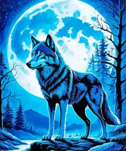 Blue Moon Wolf Diamond Painting