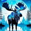Blue Moose Diamond Painting