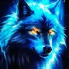 Blue Neon Wolf Diamond Painting