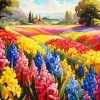 Blue Pink And Yellow Field Diamond Painting