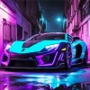 Blue Purple Car Diamond Painting