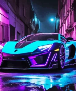 Blue Purple Car Diamond Painting