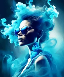 Blue Smoke Girl Diamond Painting