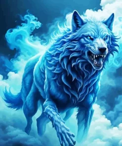 Blue Smoke Wolf Diamond Painting