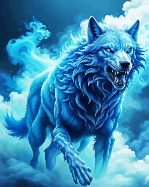 blue smoke wolf Diamond Paintings Blue Smoke Wolf Diamond Painting