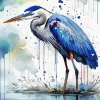 Blue Splatter Heron Diamond Painting