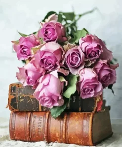 Books With Flowers Diamond Painting