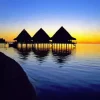 Bora Bora Huts Silhouette Diamond Painting