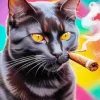 Cat Smoking Cigarette Diamond Painting