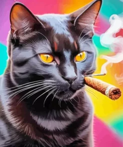 Cat Smoking Cigarette Diamond Painting