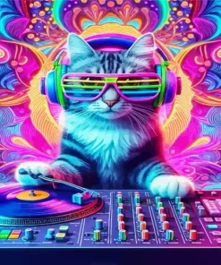 Cool Dj Cat Art Diamond Painting