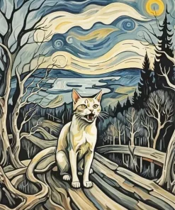 Cool Edvard Munch Cat Diamond Painting