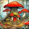 Cool Fairy Mushroom House Diamond Painting