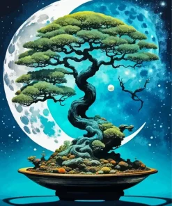 Crescent Moon Bonsai Diamond Painting