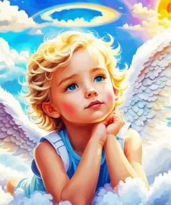 Cute Blonde Angel Diamond Painting